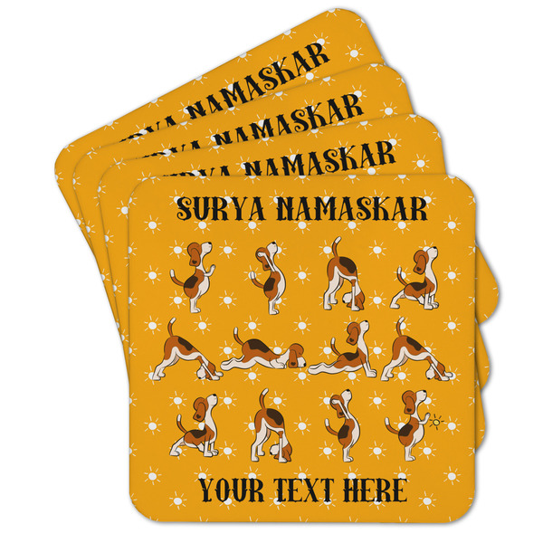 Custom Yoga Dogs Sun Salutations Cork Coaster - Set of 4 w/ Name or Text