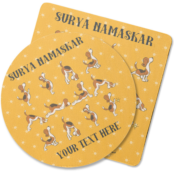 Custom Yoga Dogs Sun Salutations Rubber Backed Coaster (Personalized)