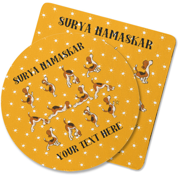 Custom Yoga Dogs Sun Salutations Rubber Backed Coaster (Personalized)