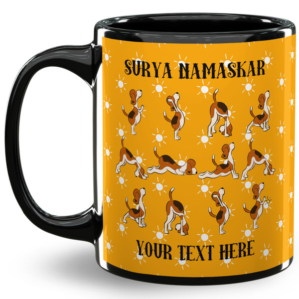 Custom Yoga Dogs Sun Salutations 11 Oz Coffee Mug - Black (Personalized)
