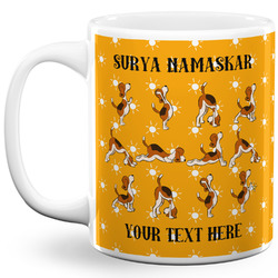 Yoga Dogs Sun Salutations 11 Oz Coffee Mug - White (Personalized)