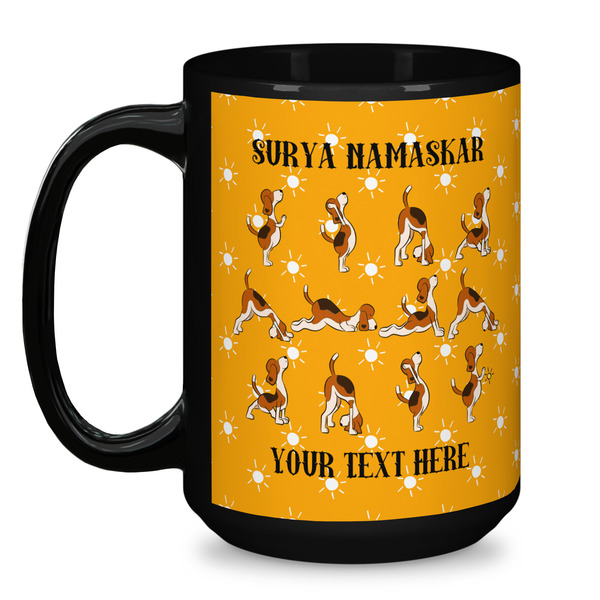 Yoga Dogs Sun Salutations Coffee Mug - 15 oz - Black