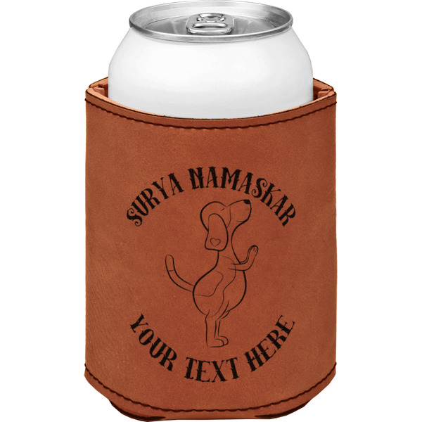 Yoga Dogs Sun Salutations Cognac Leatherette Can Sleeve - Single Front