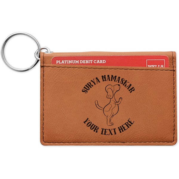 Custom Yoga Dogs Sun Salutations Leatherette Keychain ID Holder (Personalized)