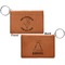 Yoga Dogs Sun Salutations Cognac Leatherette Keychain ID Holders - Front and Back Apvl