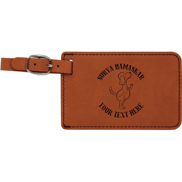 Custom Yoga Dogs Sun Salutations Leatherette Luggage Tag (Personalized)