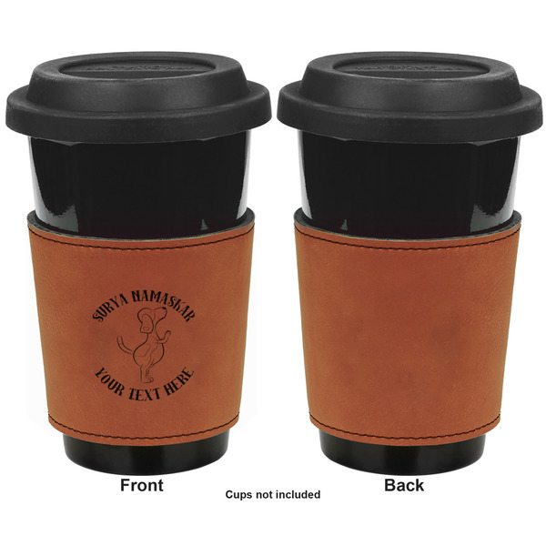 Yoga Dogs Sun Salutations Cognac Leatherette Mug Sleeve - Single Sided Apvl