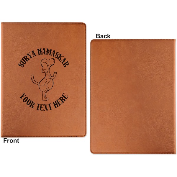 Yoga Dogs Sun Salutations Cognac Leatherette Portfolios with Notepad - Large - Single Sided - Apvl