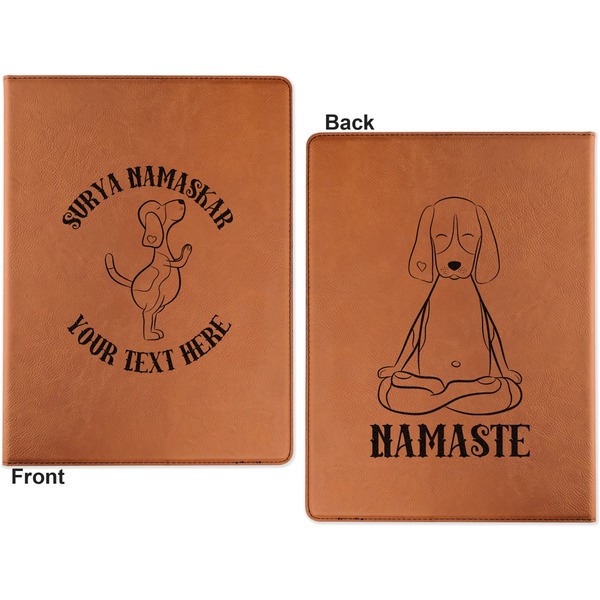 Yoga Dogs Sun Salutations Cognac Leatherette Portfolios with Notepad - Small - Double Sided- Apvl
