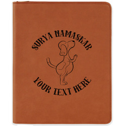 Yoga Dogs Sun Salutations Leatherette Zipper Portfolio with Notepad - Double Sided (Personalized)