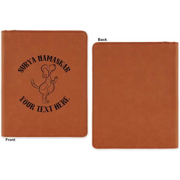 Yoga Dogs Sun Salutations Cognac Leatherette Zipper Portfolios with Notepad - Single Sided - Apvl