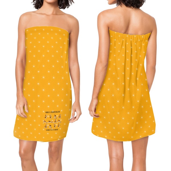 Yoga Dogs Sun Salutations Custom Bath Wrap - Front & Back View