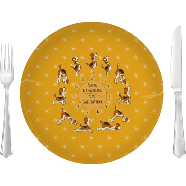 Custom Yoga Dogs Sun Salutations 10" Glass Lunch / Dinner Plates - Single or Set