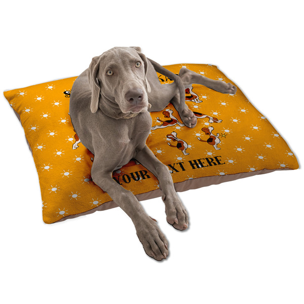 Custom Yoga Dogs Sun Salutations Dog Bed - Large w/ Name or Text