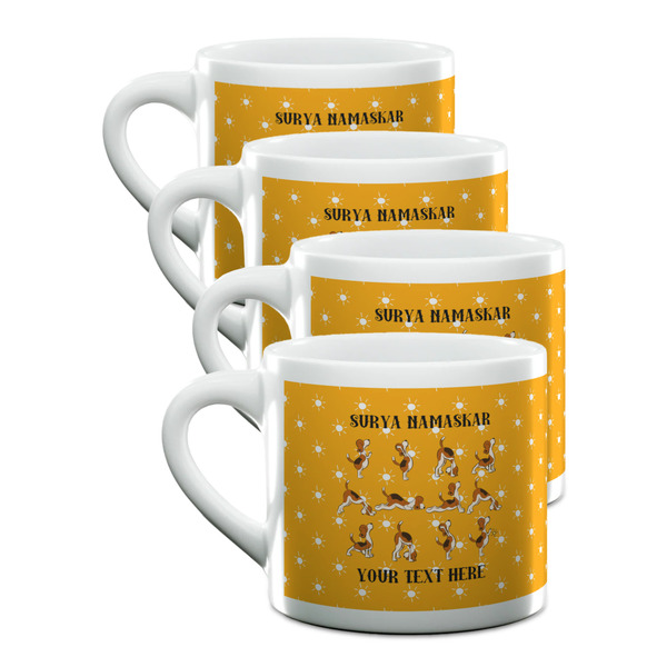 Custom Yoga Dogs Sun Salutations Double Shot Espresso Cups - Set of 4 (Personalized)