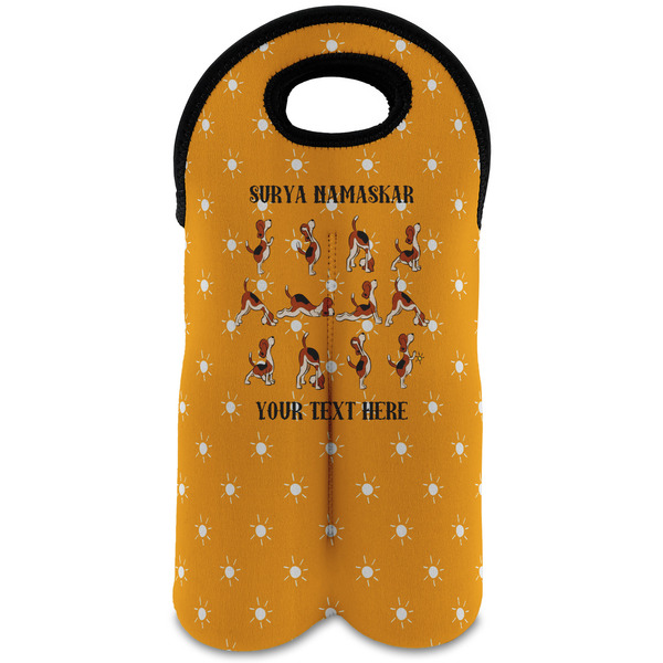 Custom Yoga Dogs Sun Salutations Wine Tote Bag (2 Bottles) (Personalized)