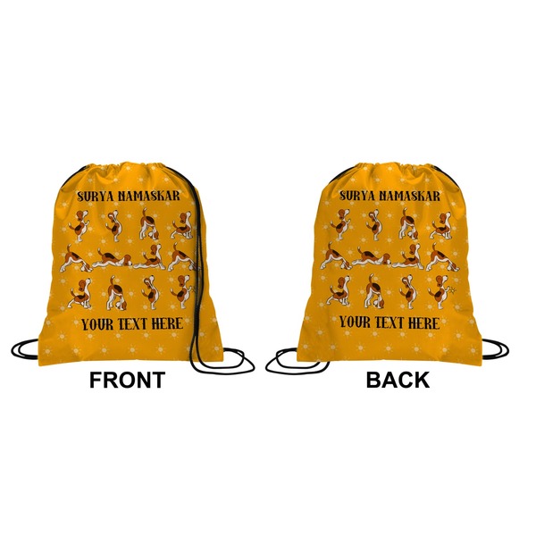 Yoga Dogs Sun Salutations Drawstring Backpack Front & Back Medium