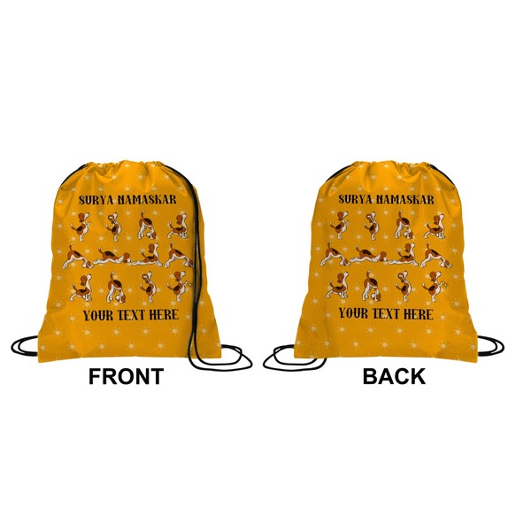 Yoga Dogs Sun Salutations Drawstring Backpack Front & Back Small