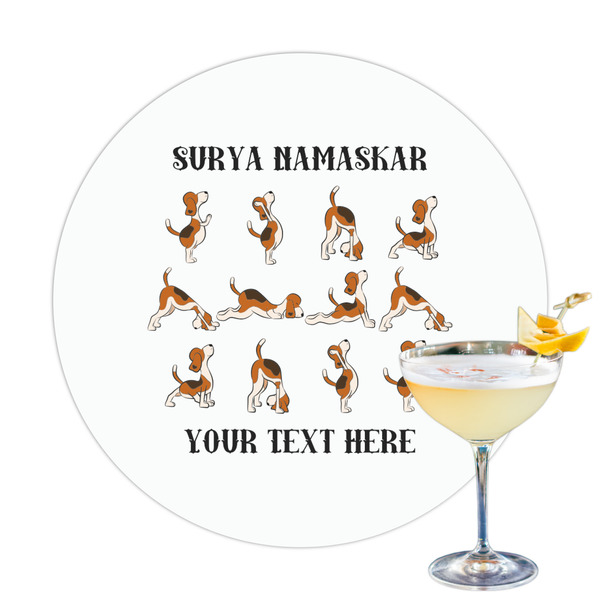 Custom Yoga Dogs Sun Salutations Printed Drink Topper - 3.25" (Personalized)