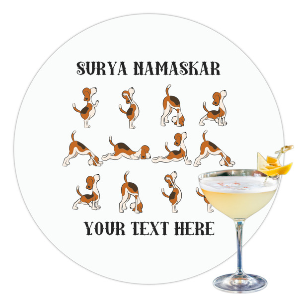 Custom Yoga Dogs Sun Salutations Printed Drink Topper - 3.5" (Personalized)