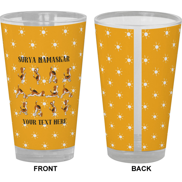 Yoga Dogs Sun Salutations Pint Glass - Full Color - Front & Back Views