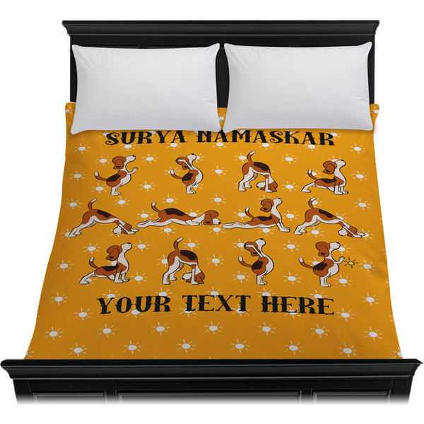 Yoga Dogs Sun Salutations Duvet Cover - Queen - On Bed - No Prop