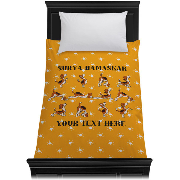 Yoga Dogs Sun Salutations Duvet Cover - Twin XL - On Bed - No Prop