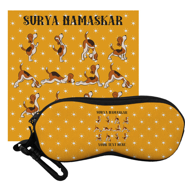 Custom Yoga Dogs Sun Salutations Eyeglass Case & Cloth (Personalized)