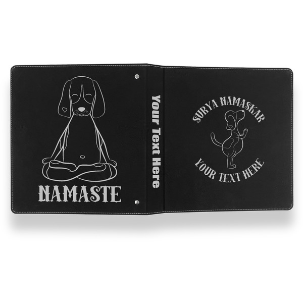Yoga Dogs Sun Salutations Leather Binder - 1" - Black- Back Spine Front View