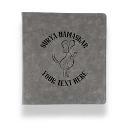 Yoga Dogs Sun Salutations Leather Binder - 1" - Grey (Personalized)
