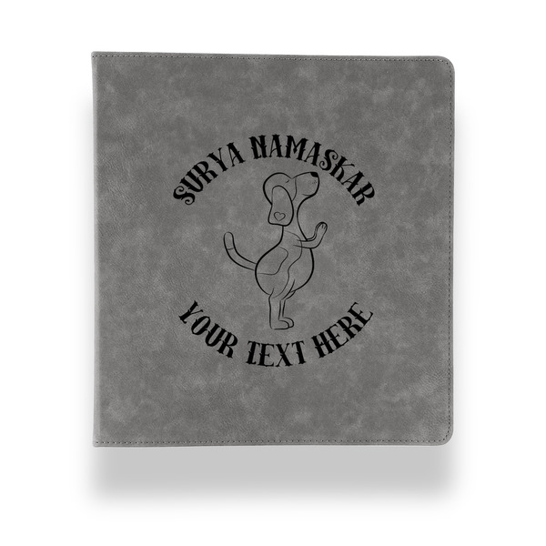 Yoga Dogs Sun Salutations Leather Binder - 1" - Grey - Front View