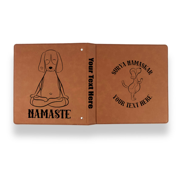 Yoga Dogs Sun Salutations Leather Binder - 1" - Rawhide - Back Spine Front View