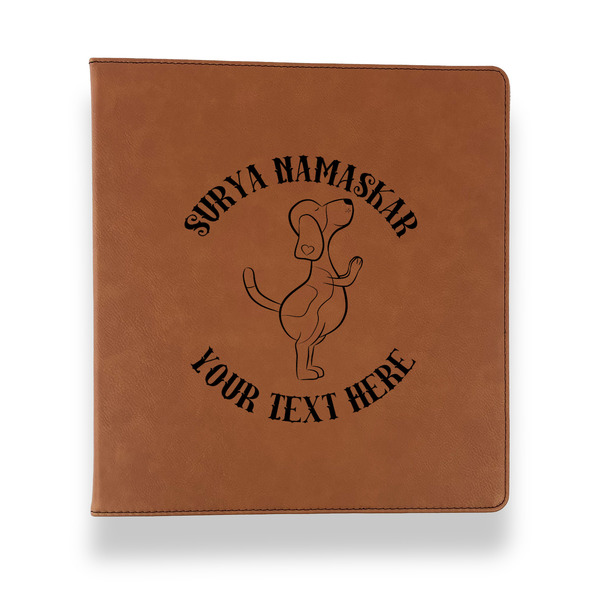 Yoga Dogs Sun Salutations Leather Binder - 1" - Rawhide - Front View