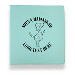 Yoga Dogs Sun Salutations Leather Binder - 1" - Teal (Personalized)