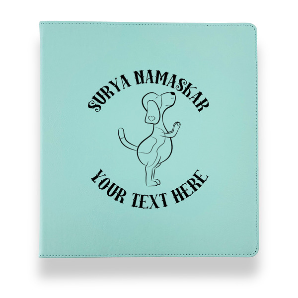 Yoga Dogs Sun Salutations Leather Binders - 1" - Teal - Front View