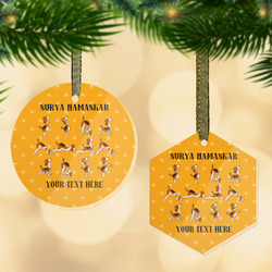 Yoga Dogs Sun Salutations Flat Glass Ornament w/ Name or Text