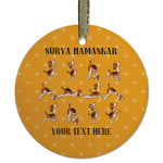 Yoga Dogs Sun Salutations Flat Glass Ornament - Round w/ Name or Text