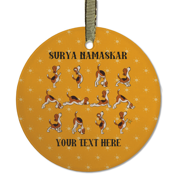 Yoga Dogs Sun Salutations Frosted Glass Ornament - Round