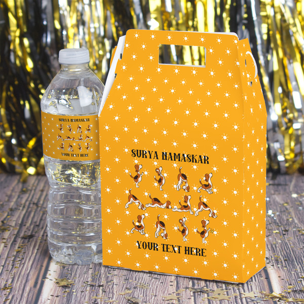 Yoga Dogs Sun Salutations Gable Favor Box - In Context