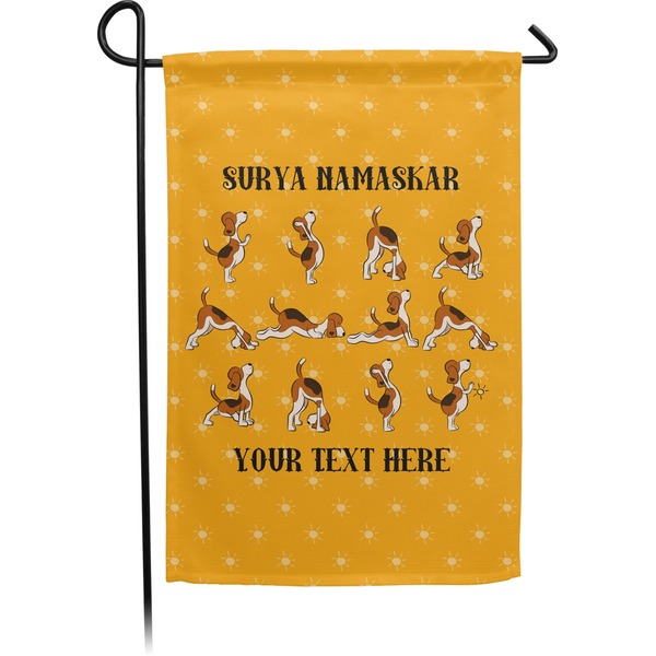 Custom Yoga Dogs Sun Salutations Small Garden Flag - Double Sided w/ Name or Text