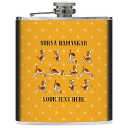 Yoga Dogs Sun Salutations Genuine Leather Flask (Personalized)