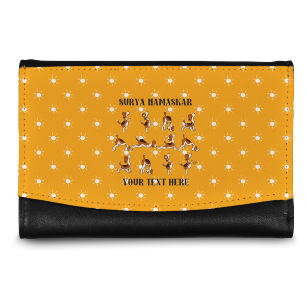 Custom Yoga Dogs Sun Salutations Genuine Leather Women's Wallet - Small (Personalized)