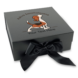 Yoga Dogs Sun Salutations Gift Box with Magnetic Lid - Black (Personalized)