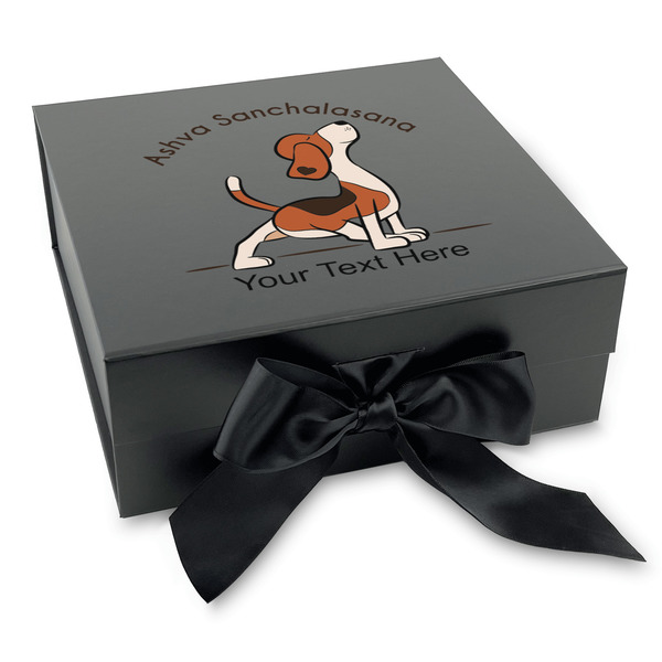 Custom Yoga Dogs Sun Salutations Gift Box with Magnetic Lid - Black (Personalized)