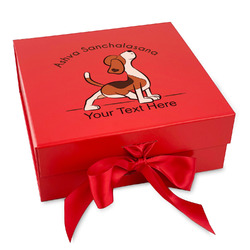 Yoga Dogs Sun Salutations Gift Box with Magnetic Lid - Red (Personalized)