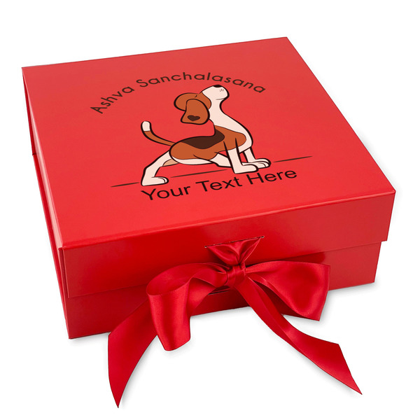 Custom Yoga Dogs Sun Salutations Gift Box with Magnetic Lid - Red (Personalized)