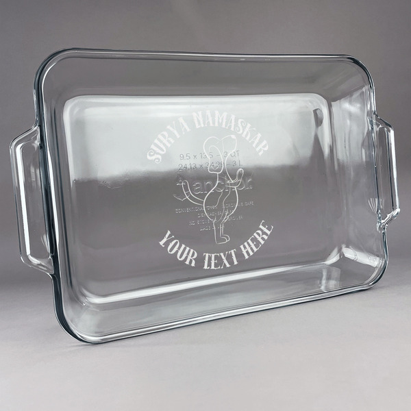 Custom Yoga Dogs Sun Salutations Glass Baking and Cake Dish (Personalized)