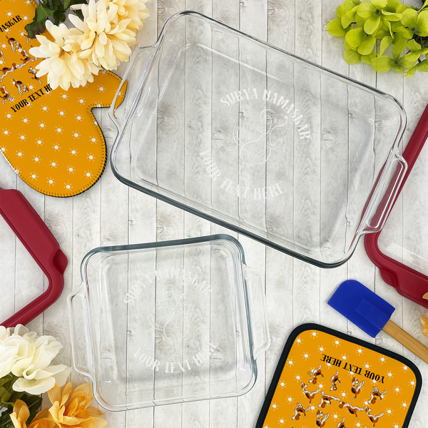 Yoga Dogs Sun Salutations Glass Baking Dish Set - LIFESTYLE