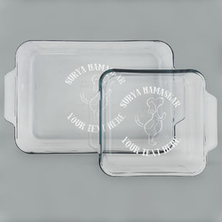 Yoga Dogs Sun Salutations Set of Glass Baking & Cake Dish - 13in x 9in & 8in x 8in (Personalized)
