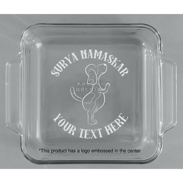 Yoga Dogs Sun Salutations Glass Cake Dish - APPROVAL (8x8)